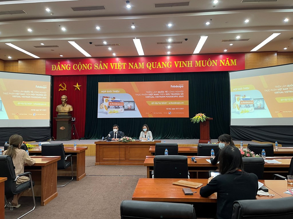 Bộ Công thương tổ chức họp báo giới thiệu Triển lãm quốc tế công nghiệp thực phẩm Việt Nam trên môi trường số - Virtual Vietnam Foodexpo 2021. (Nguồn ảnh: bnews.vn)
